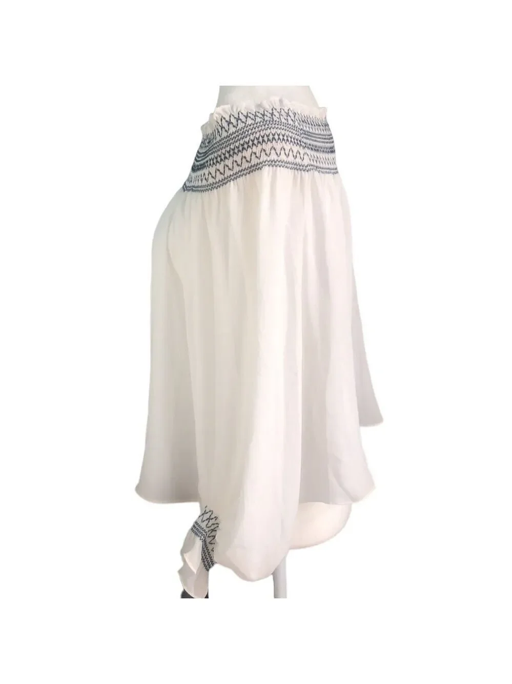 Laundry By Shelli Segal White Off Shoulder Blouson Sleeves Blouse Size Large